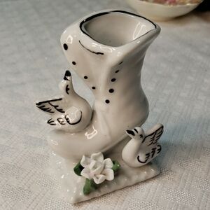 .Sophia Ann Heavy Porcelain Boot Figurine Tiny Vase